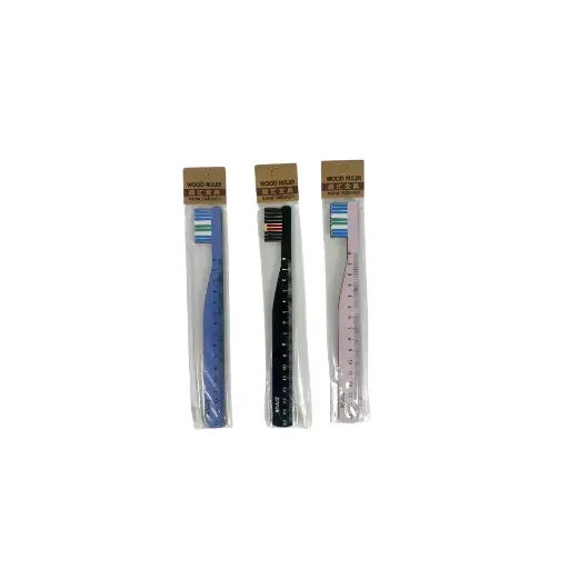 Wood Ruler Tooth Brush Shape 15 cm S-741