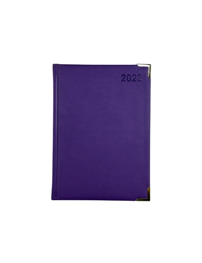 Diary 2023 A5 1-Side PU Cover Gold Corner Purple