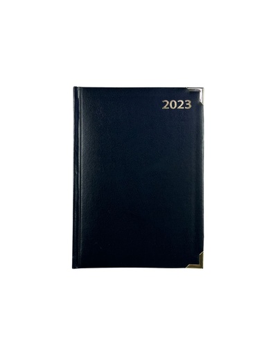 Diary 2023 A5 1-Side PU Cover Gold Corner Black