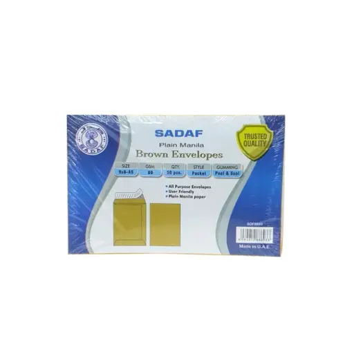 Sadaf envelope brown 9"X6" 80 GSM - 50PCS/PKT