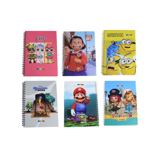 Cartoon Spiral Notebook Single Line 80Sh A5 Hard Cover