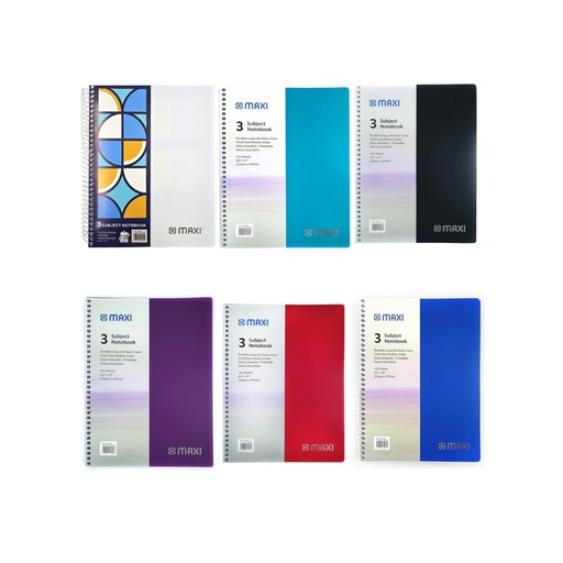 Maxi Spiral Polypropylene 3 Subject University Notebook 11"X8.5" 120  Sheets