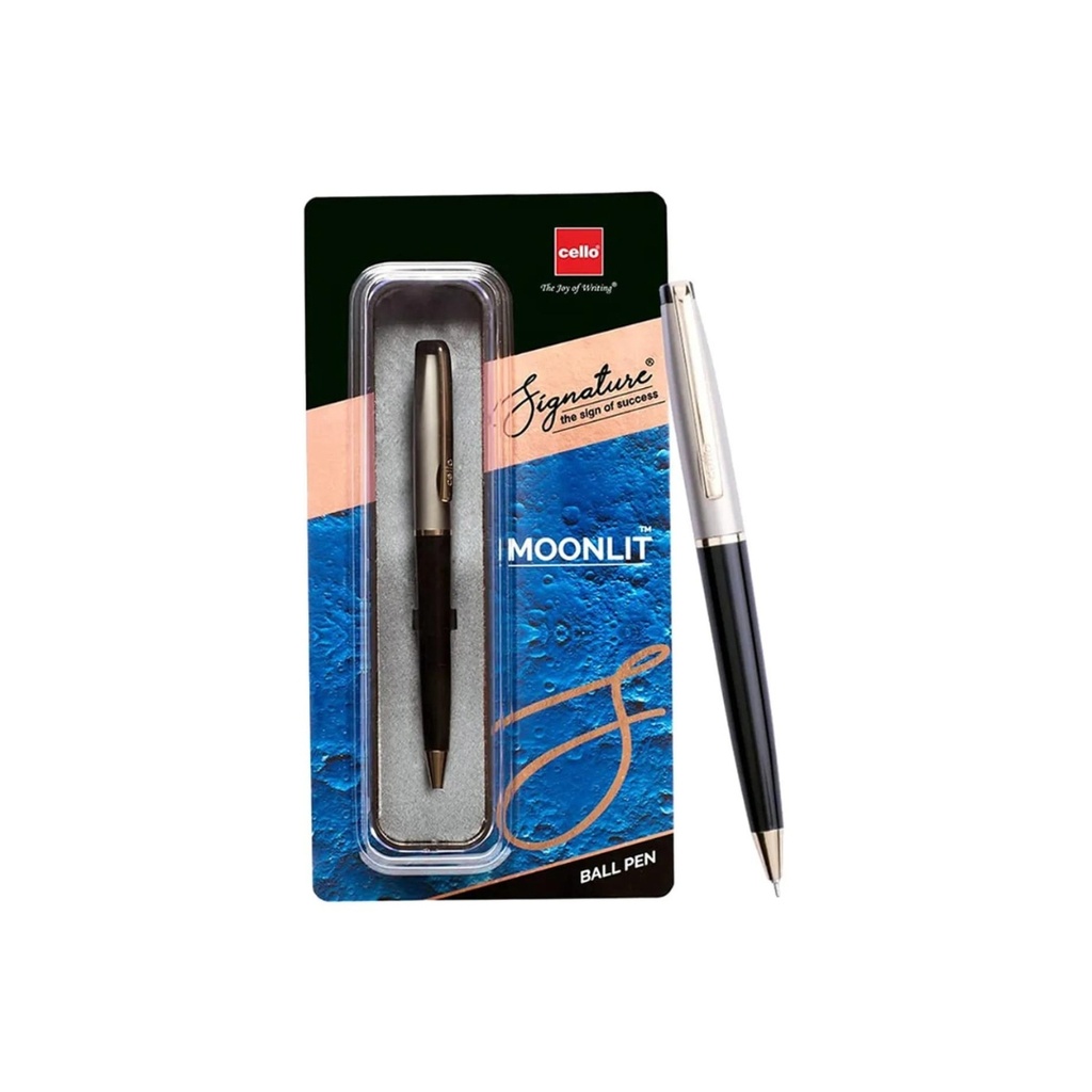 Cello Signature Moonlit Kugelschreiber – Edles Design Mit Satiniertem Nickel-Finish, 0,7 Mm Feinspitze