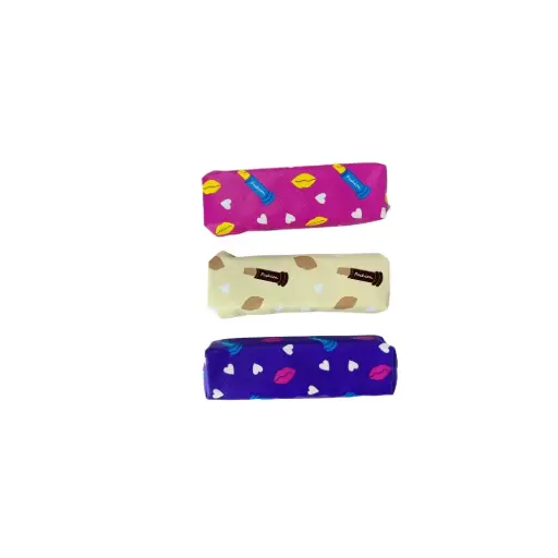 Pencil Case Lipstick and Heart print