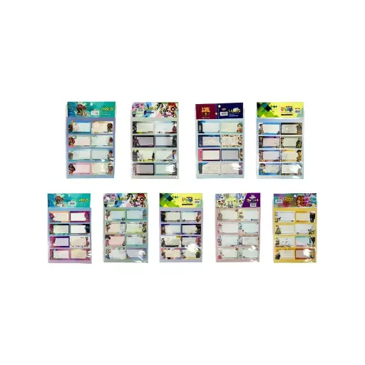 School Labels Cartoon Characters 1pack=16