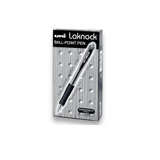 [SN-100 Black] قلم حبر جاف اسود ضغاط UNI LAKNOCK SN-100 - ١٢ حبة 