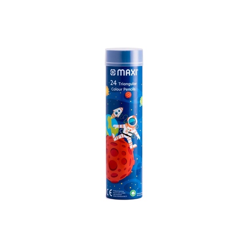 [MX-CPR24] Maxi Triangular Color Pencils 24 Color in A Round Metal Tin	