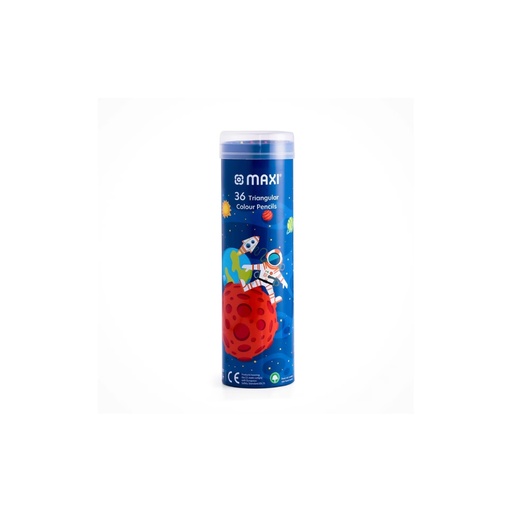[MX-CPR36] Maxi Triangular Color Pencils 36 Color in A Round Metal Tin	