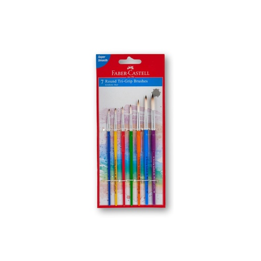 [FCIN116701] Faber-Castell Tri Grip Brush Round Assorted Pack Of 7 