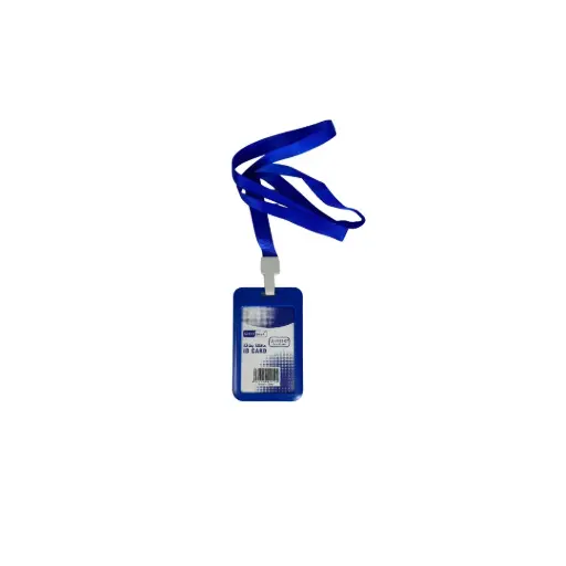 [LE-3593-07] Leeno ID Card Holder + Lanyard Rope 85x55mm Blue