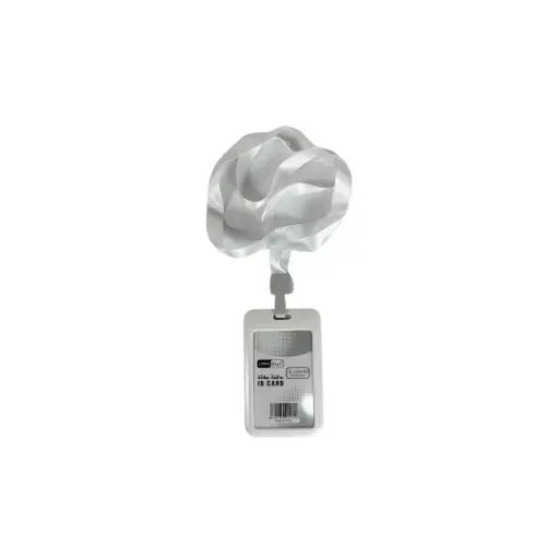[LE-3593-03] Leeno ID Card Holder + Lanyard Rope 85x55mm Lt Grey