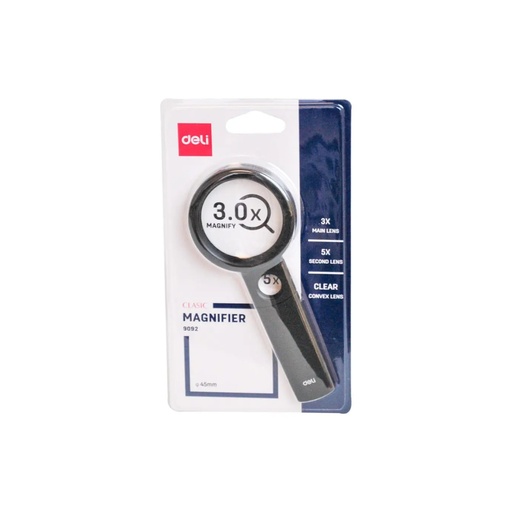 [9092] Deli Magnifier Glass: 3x, Black 