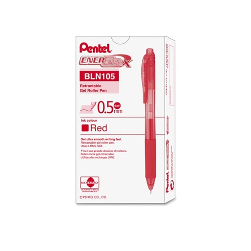 [BLN105-B] Pentel Energel -X Gel Roller Pen Red  BOX/12PCS 