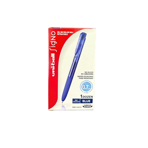 [UMN-155N-07 BE] UNI-BALL Signo Retractable Gel Pen Fine 0.7mm Blue Pack of 12 Pens