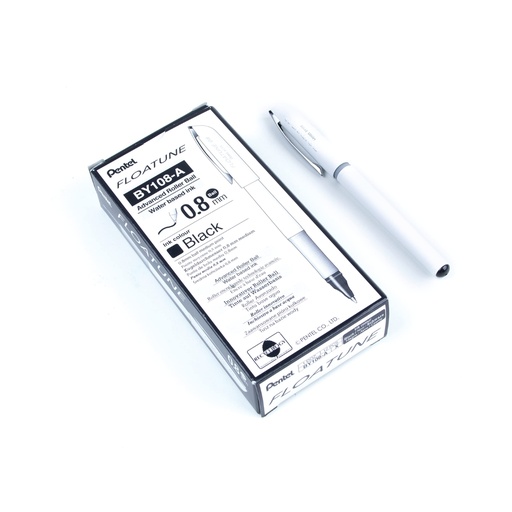 [BY108-AX] Pentel Floatune Rollerball Pen, 0.8mm Medium Line, Black Ink, 12 Pack 