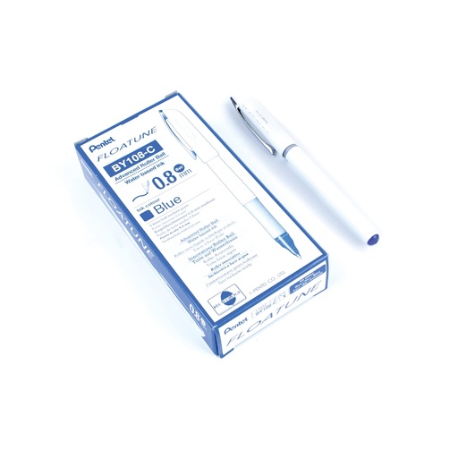 [BY108-CX] Pentel Floatune Rollerball Pen, 0.8mm Medium Line, Blue Ink, 12 Pack 