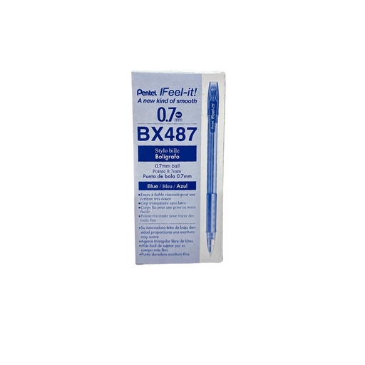 [BX487-Blue] قلم حبر جاف بينتيل فيل إت 0.7 مم أزرق، عبوة من 12 قطعة