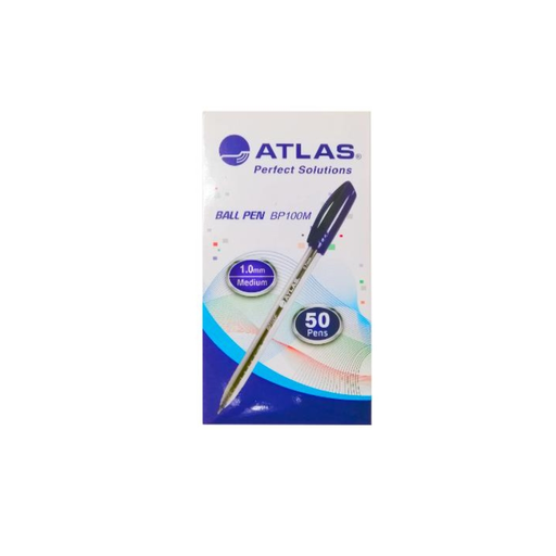 [AS-BP100M-BE/50P] Atlas Ball Pen 1.0mm Medium  BX=50 Blue