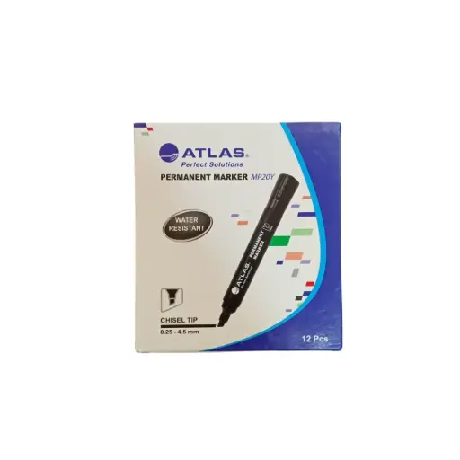 [AS-MP20-BK] Atlas Permanent Marker Chisel DZ=12EA BK