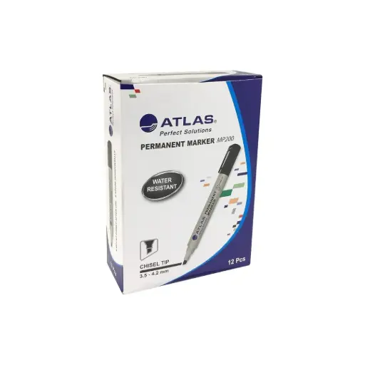 [AS-MP200-BK] Atlas Permanent Marker Chisel DZ=12EA BK