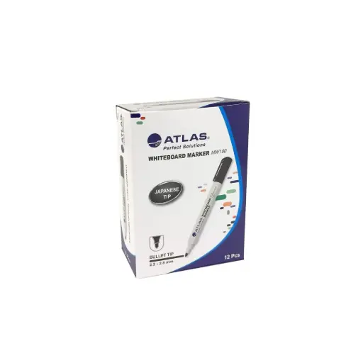 [AS-MW100-BK] Atlas White Board Marker Bullet DZ=12EA BK