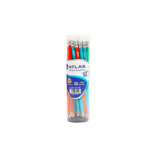 [AS-PW-165N-30P] Atlas HB Pencil Neon+ER Jar=30 ASTD