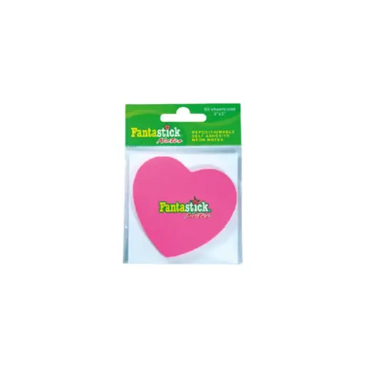 [FK-NDHT303B-RD] Fantastick Stick Notes Fluor. Hearts bls-RD
