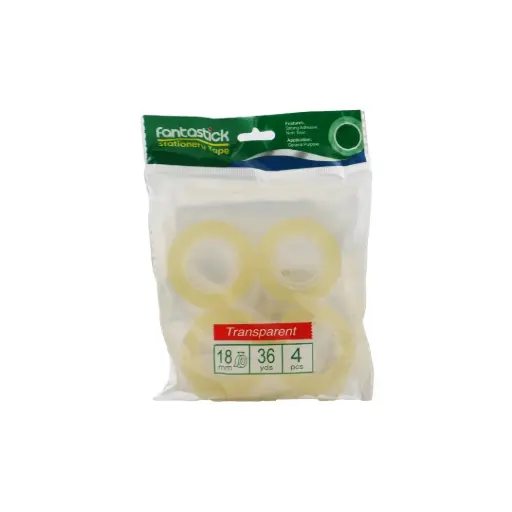 [FK-PB1836-4P] Fantastick Clear tape 18mm x 36Y pack=4