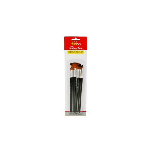 [FO-BR-MPS-AST-07] Funbo Painting Brush Mlt Prp Short Ast St#2,4,6,8,¼,3/8,½