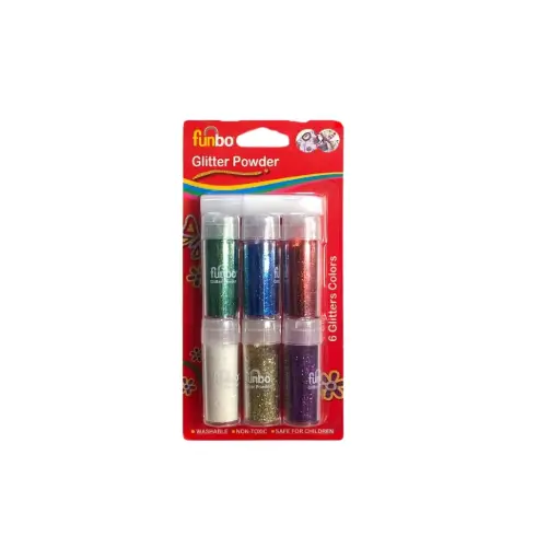 [FO-GP-0701] Funbo Glitter Powder sparkling Bls=9gm 6color+glue