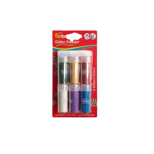 [FO-GP-0702] Funbo Glitter Powder pearl Bls=9gm 6color+glue