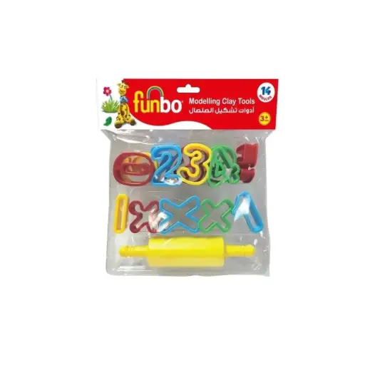 [FO-MC-MOULDS-14] Funbo Modelling Clay Tools 14 Numeric Letters+1Roller
