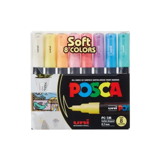 [MI-PC1M-S-08C] Mitsubishi Uni Posca PC-1M Soft Colors PAC=08C