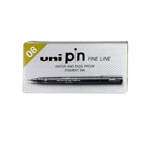 [MI-PIN200-08-BK] Mitsubishi Uni Pin Fine Line 0.8mm Black box=12