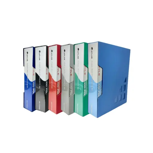 Atlas - Clear Pocket Assistant File A4 100 Pocket - Assorted 