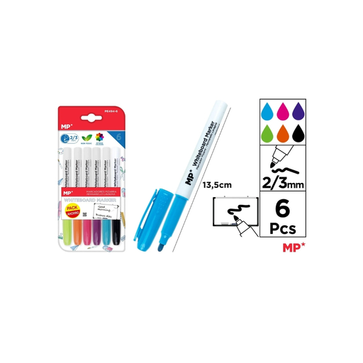 [PE494-6] MP WHITEBOARD MARKER BULLET TIP 6PCS (PE494-6)