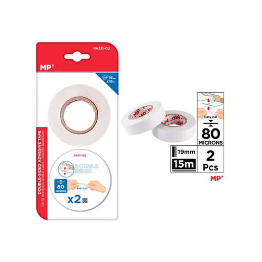 [PA511-02] MP DOUBLE-SIDED ADHESIVE WHITE TAPE 19MMX15M (PA511-02)