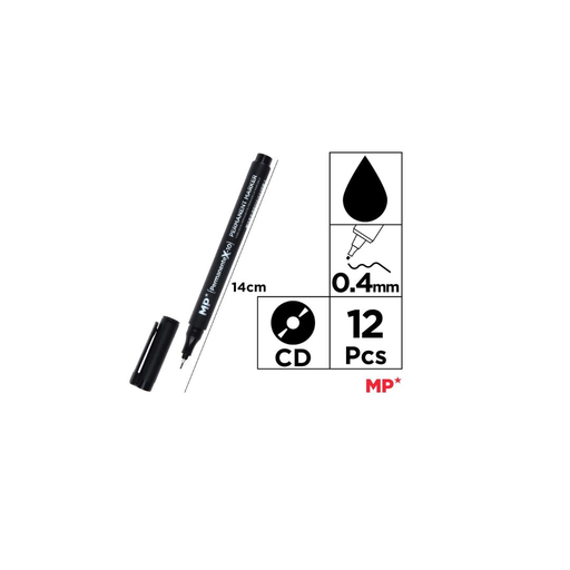 [PE411-S] MP CD/DVD PERMANENT MARKER FINE TIP 0.6 MM BLACK (PE411-S)