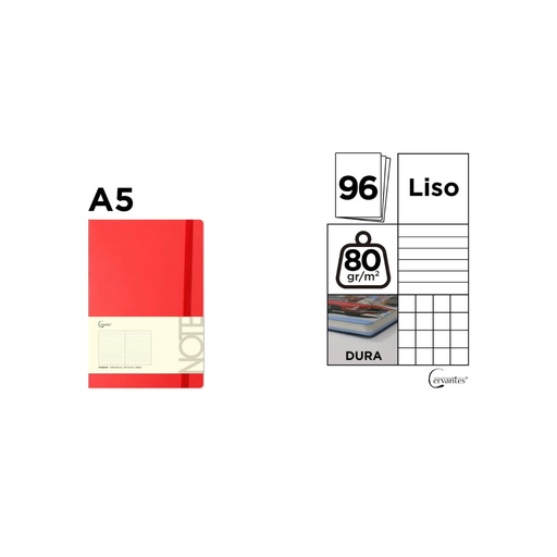 [PB648] CERVANTES BOUND NOTEBOOK WITH LINED CARBOARD COVER A6 RED (PB648) 