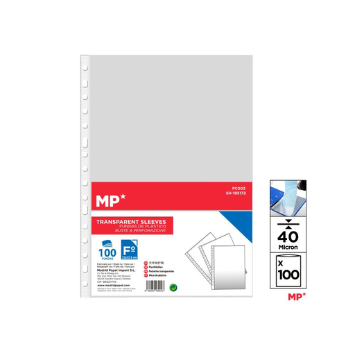 [PC003] MP TRANSPARENT SLEEVES 40 MICRONS (100 SLEEVES) (PC003) (SET)